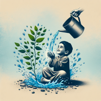زیر پای بچه آب بدی و بچه رشد کنه